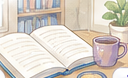 本とマグカップの読書記録イメージ