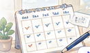 予定を書き込んだ週間カレンダー