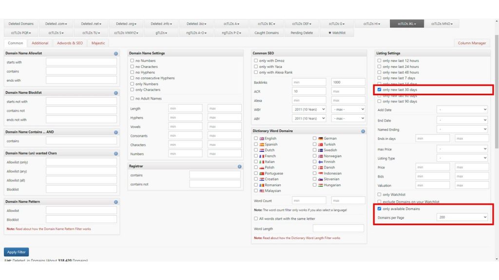 Listing Settings(追加されたタイミング)(任意)