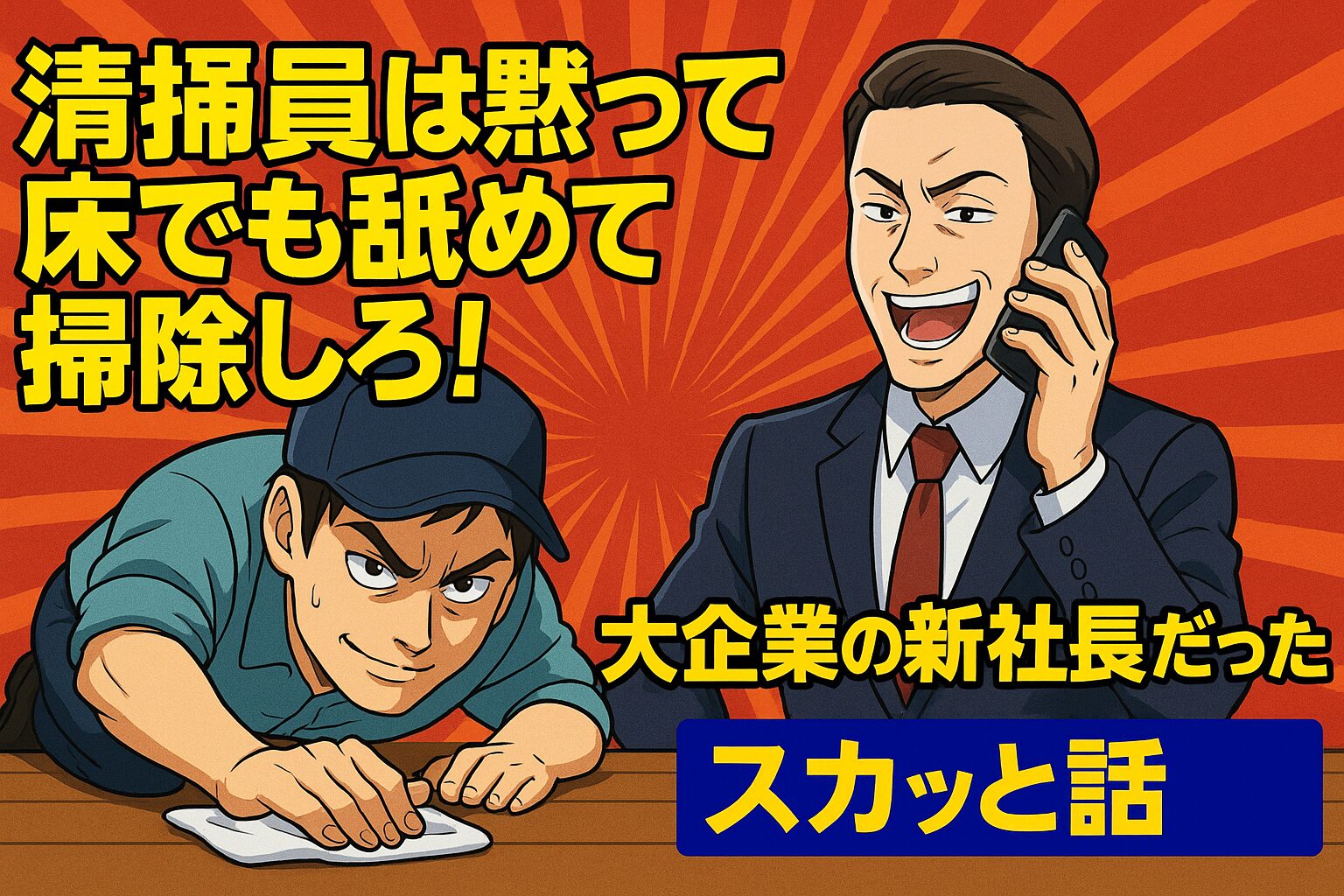 台本：清掃員は黙って床でも舐めて掃除しろ！」と見下された俺の正体は――大企業の新社長だった。スカッと話ポートフォリオ