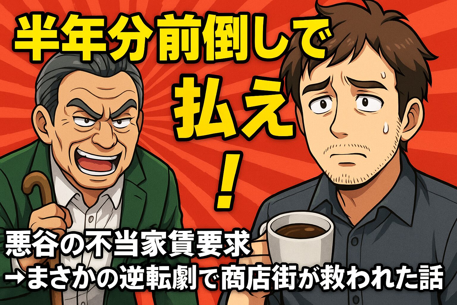 台本-「半年分前倒しで払え！」悪谷の不当家賃要求→まさかの逆転劇で商店街が救われた話