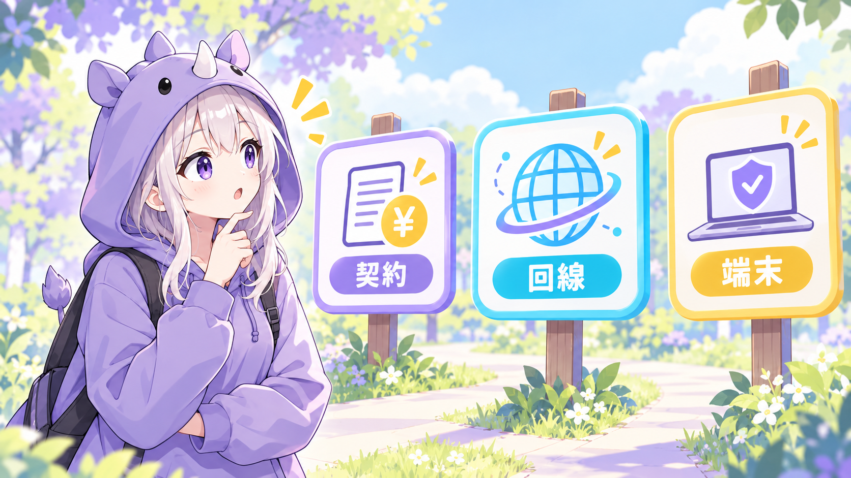 CAA導入前に契約・回線・端末を分けて確認するイラスト
