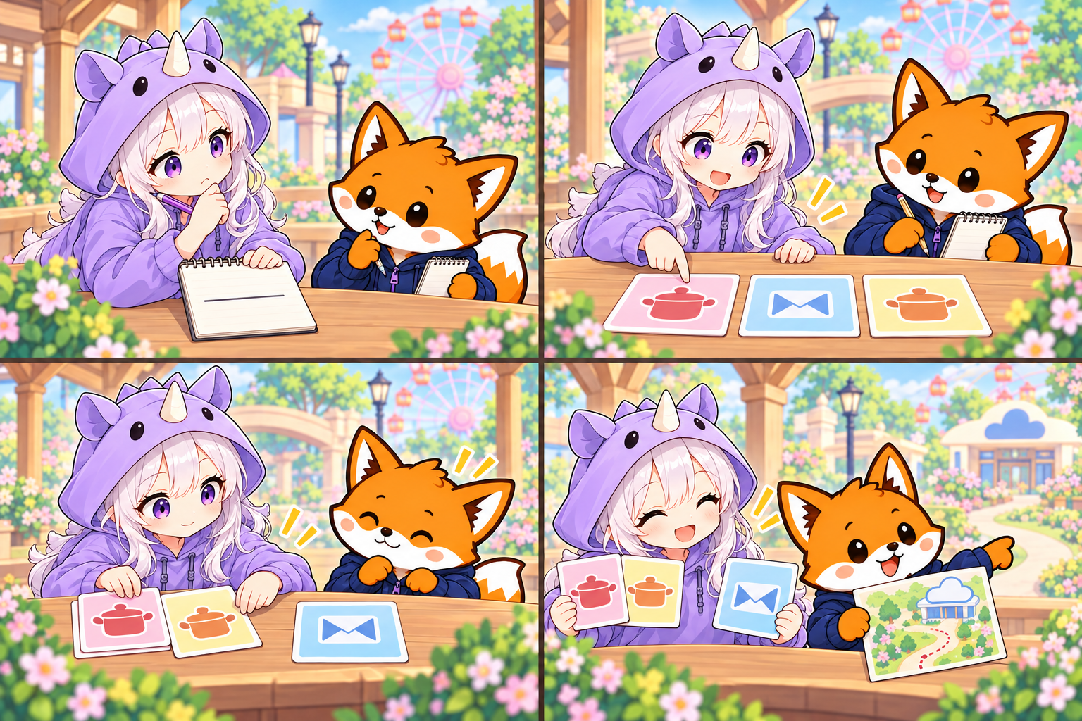 1コマ目。SAIちゃんがノートを開いて調べたいことを考え、かずまが隣で聞く。