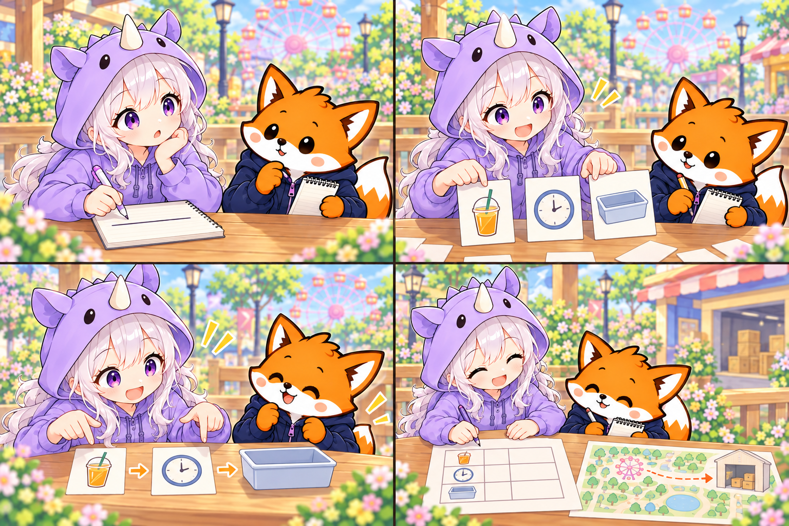 1コマ目。SAIちゃんがノートへ知りたいことを書き、かずまが隣で聞く。