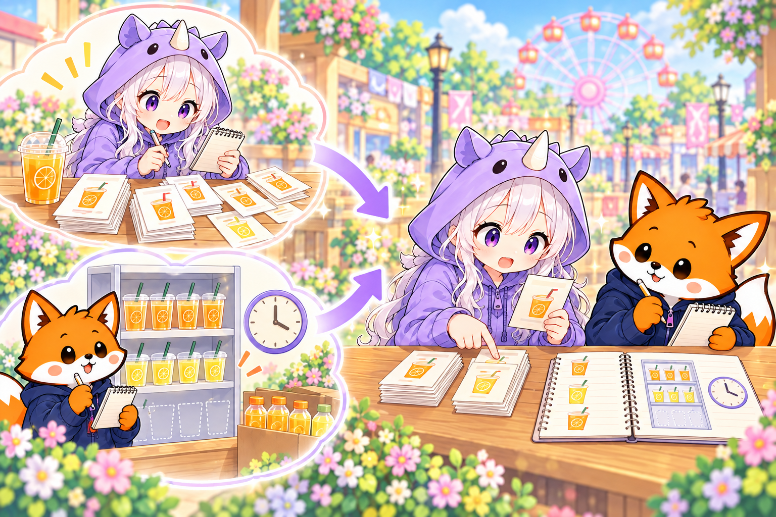 売上の記録と在庫・時刻の記録を合わせ、補充を考える材料にするSAIちゃんとかずま